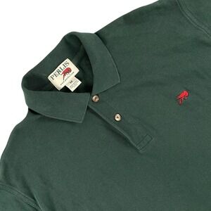 Perlis Polo Shirt Mens M Green Short Sleeve Embroidered Red Crawfish Logo Casual